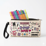 K-Pop Themed Pencil Pouch Single Zipper Closure - Image 2